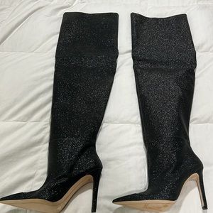 Good American thigh high glitter boots